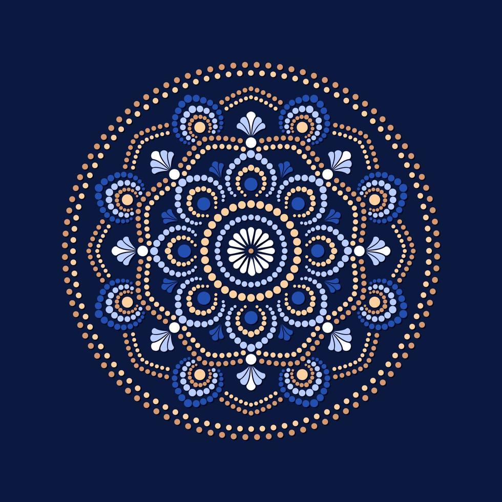 Dot painting meets mandalas. Aboriginal style of dot painting and power of mandala. Decorative flower vector