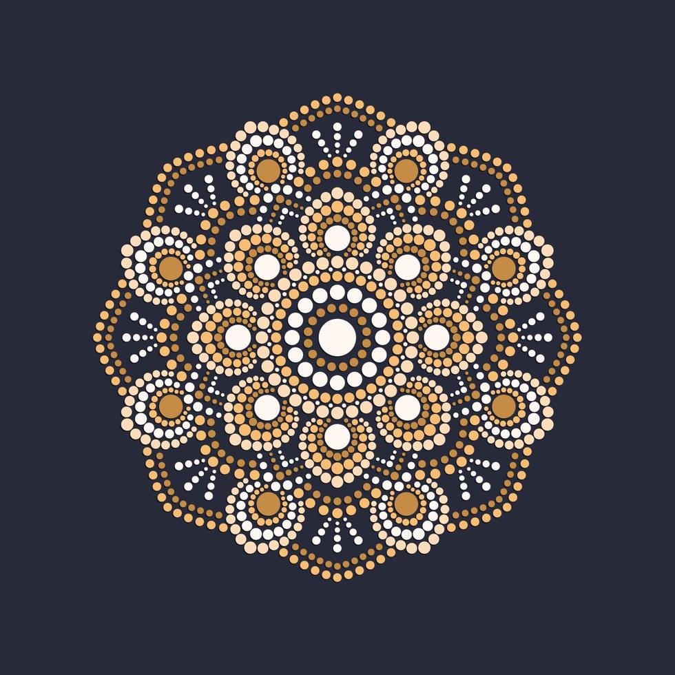 Dot painting meets mandalas. Aboriginal style of dot painting and power of mandala. Decorative flower vector