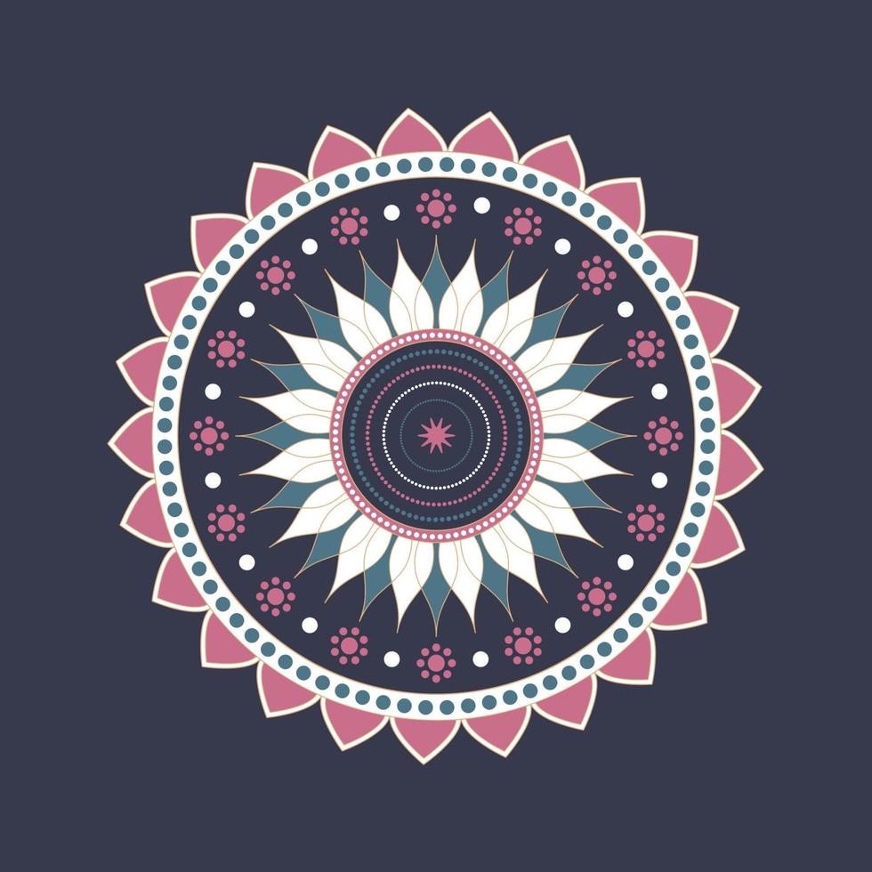 vector de ornamento de mandala. una flor de color de geometría simétrica. dibujo étnico coloreado