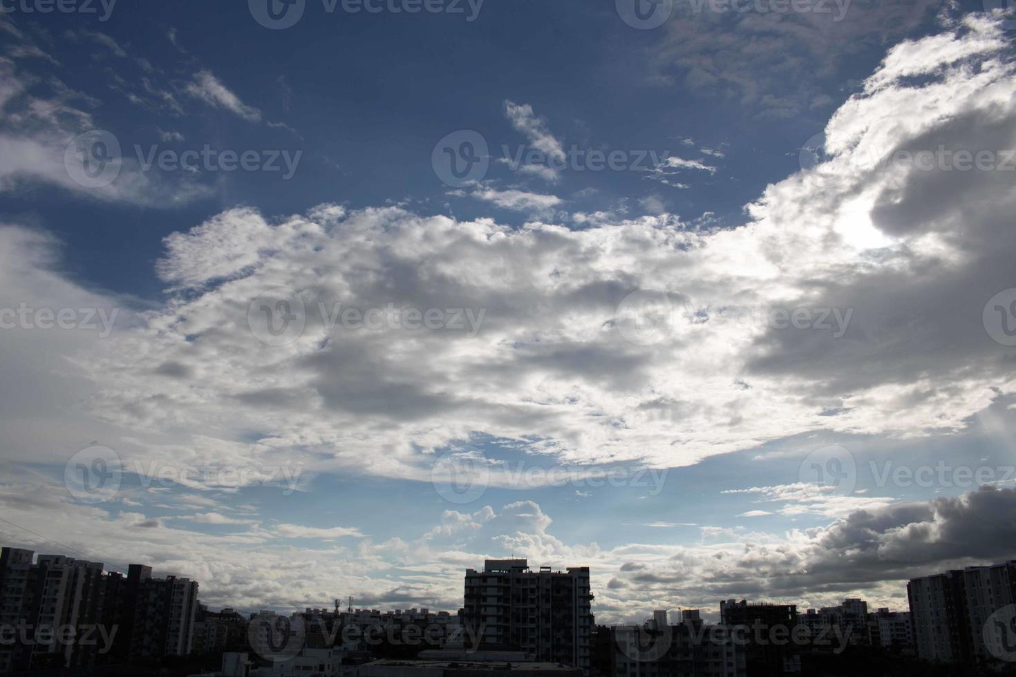 Summer blue sky cloud gradient light white background. Beauty clear cloudy in sunshine calm bright winter air bacground. Gloomy vivid cyan landscape in environment day horizon skyline view spring wind photo