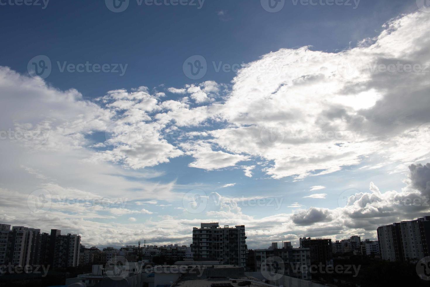 Summer blue sky cloud gradient light white background. Beauty clear cloudy in sunshine calm bright winter air bacground. Gloomy vivid cyan landscape in environment day horizon skyline view spring wind photo