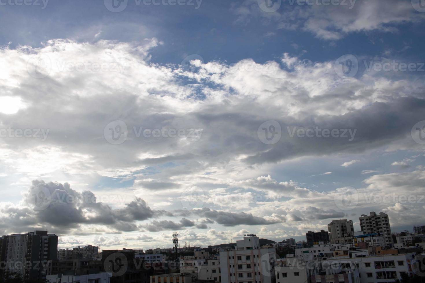 Summer blue sky cloud gradient light white background. Beauty clear cloudy in sunshine calm bright winter air bacground. Gloomy vivid cyan landscape in environment day horizon skyline view spring wind photo