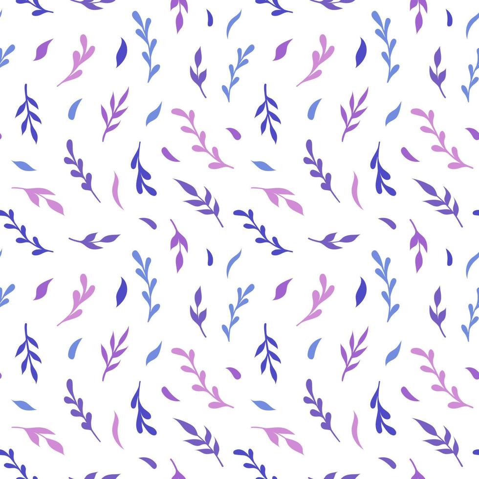 Natural vector seamless pattern leaves blue elements on white background. Template for the design of wallpaper, tiles, fabrics, packaging and dishes
