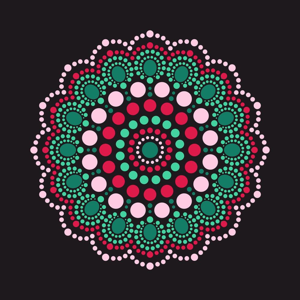 Dot painting meets mandalas. Aboriginal style of dot painting and power of mandala. Decorative flower vector
