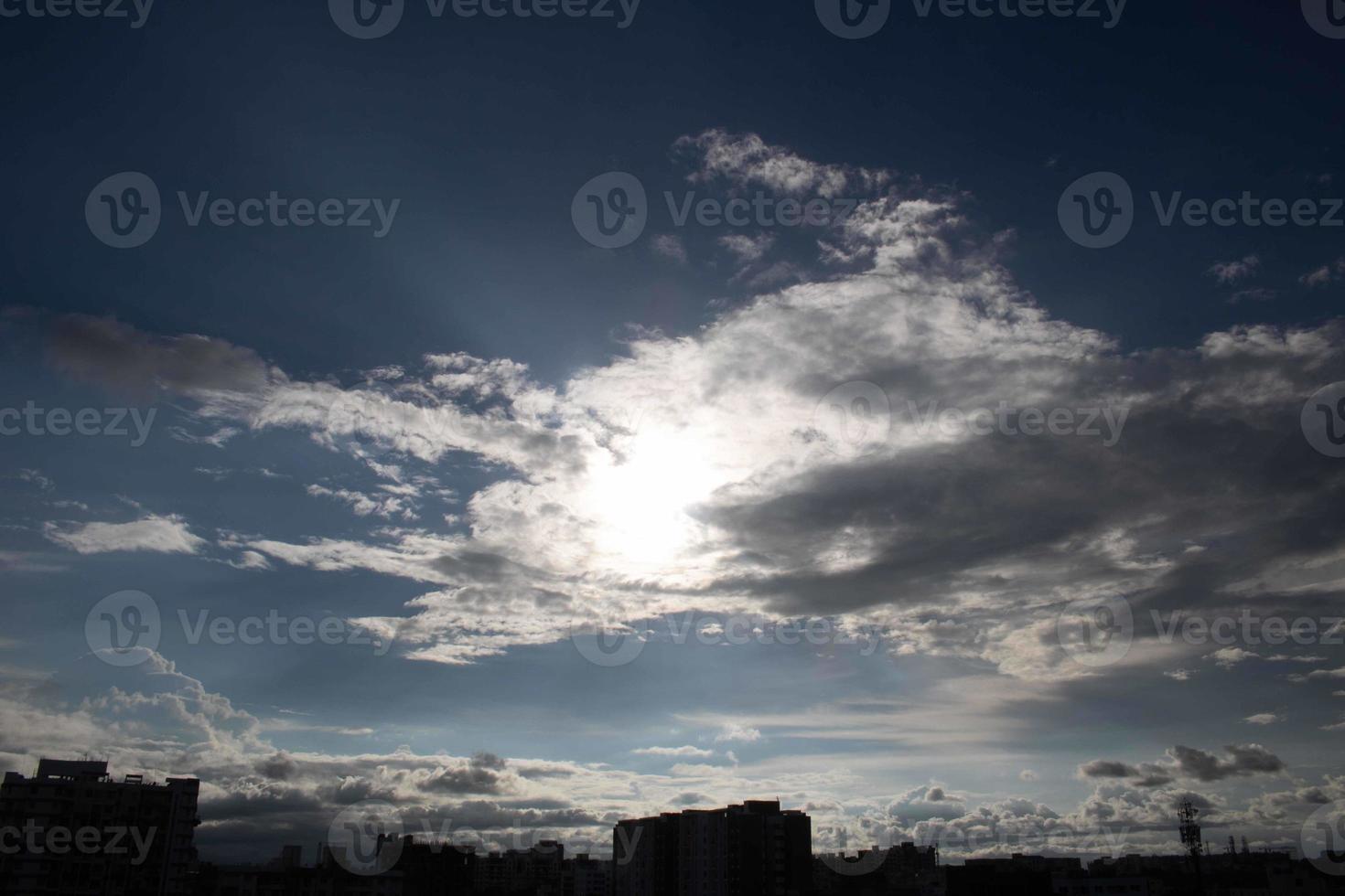 Summer blue sky cloud gradient light white background. Beauty clear cloudy in sunshine calm bright winter air bacground. Gloomy vivid cyan landscape in environment day horizon skyline view spring wind photo