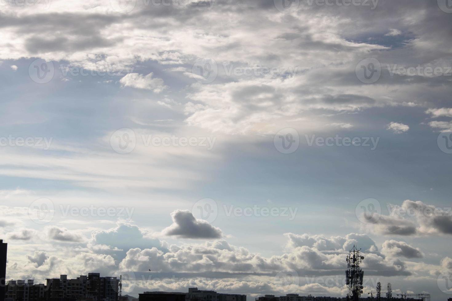 Summer blue sky cloud gradient light white background. Beauty clear cloudy in sunshine calm bright winter air bacground. Gloomy vivid cyan landscape in environment day horizon skyline view spring wind photo