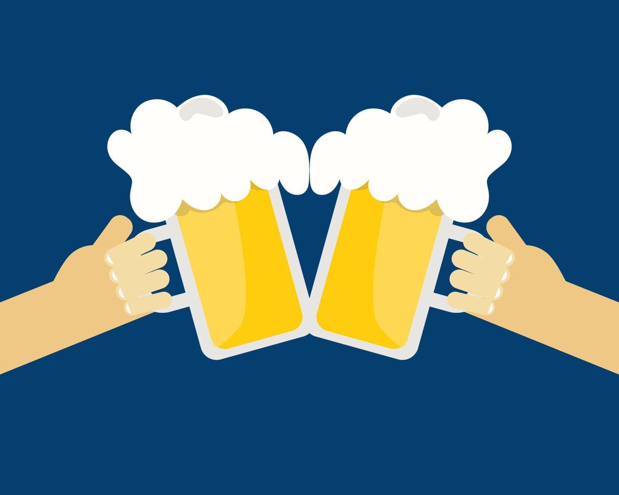 Beer festival. Two hands holding glass of beer. Cartoon vector for your design