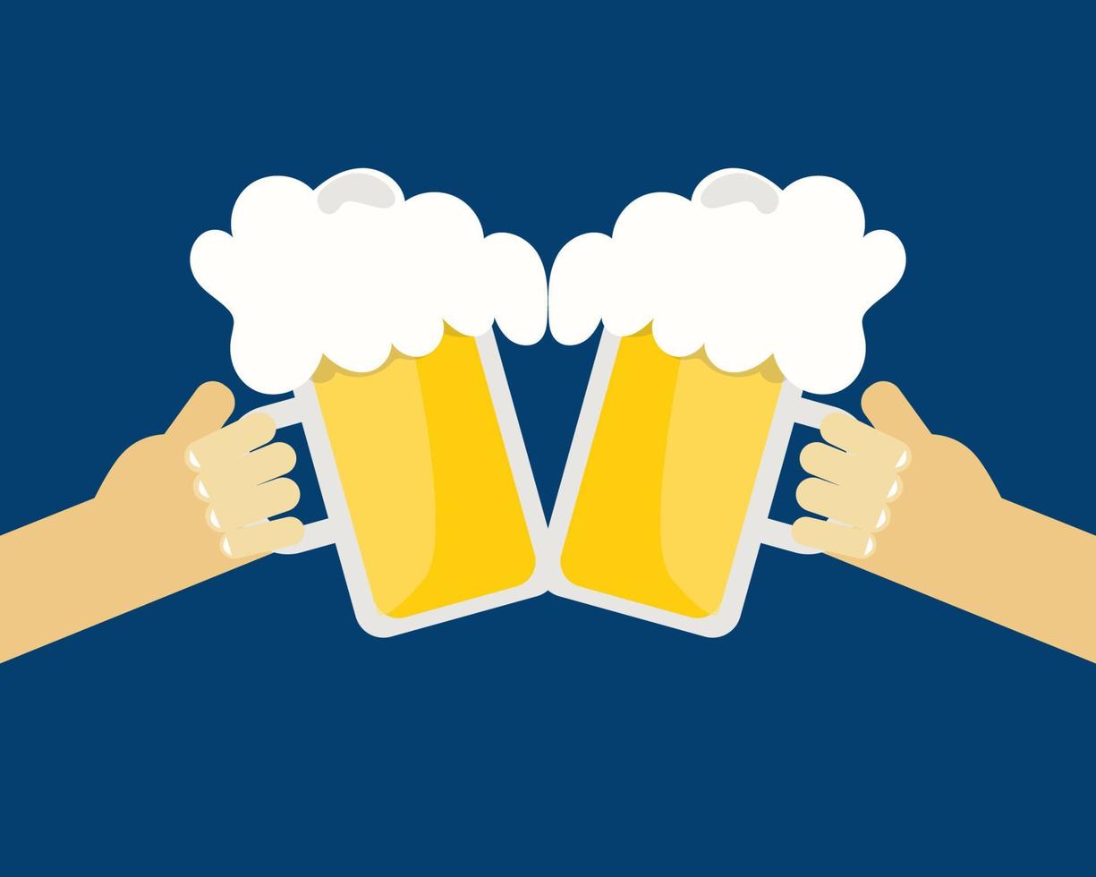 Beer festival. Two hands holding glass of beer. Cartoon vector for your design