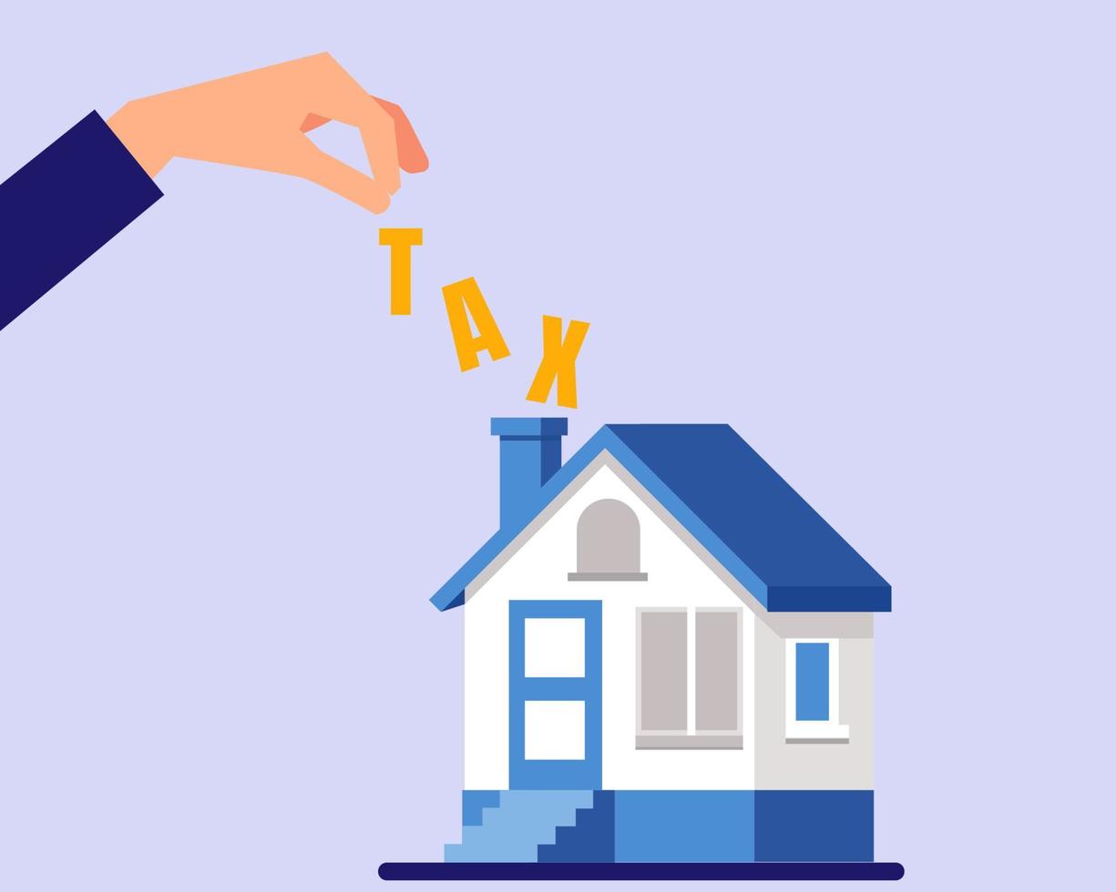 The concept of the tax burden on housing, apartment, property. Cartoon vector style for your design.