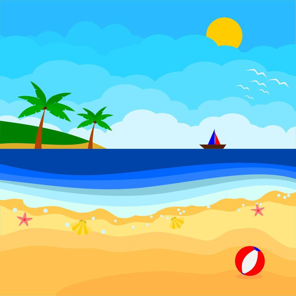 día soleado en el diseño de vector de ilustración de playa