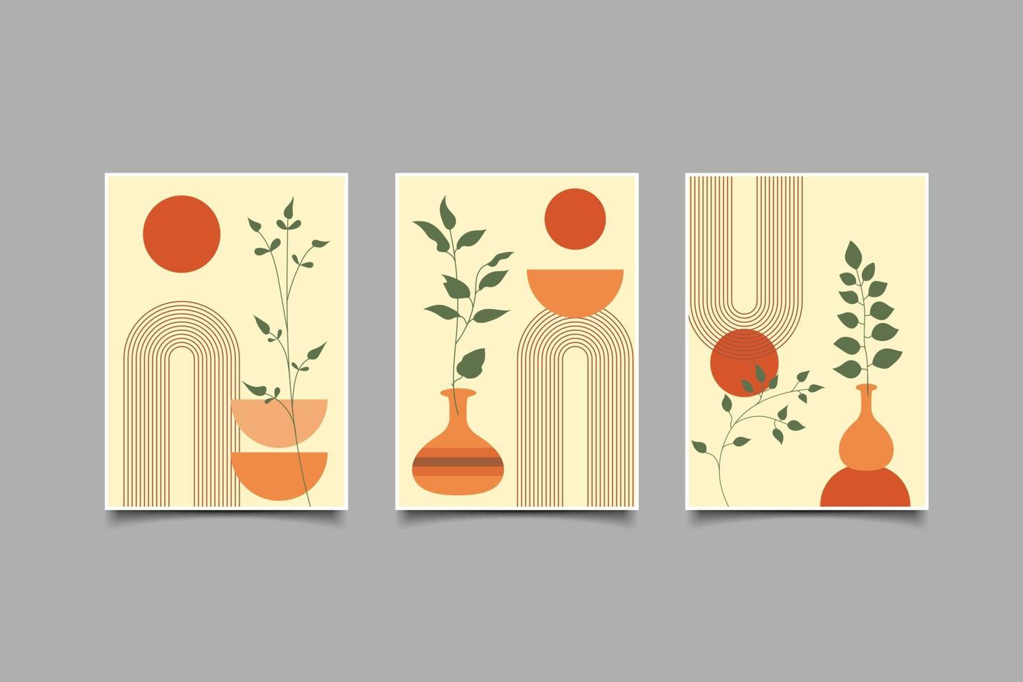 set of prints boho contemporary minimalist poster collection vector