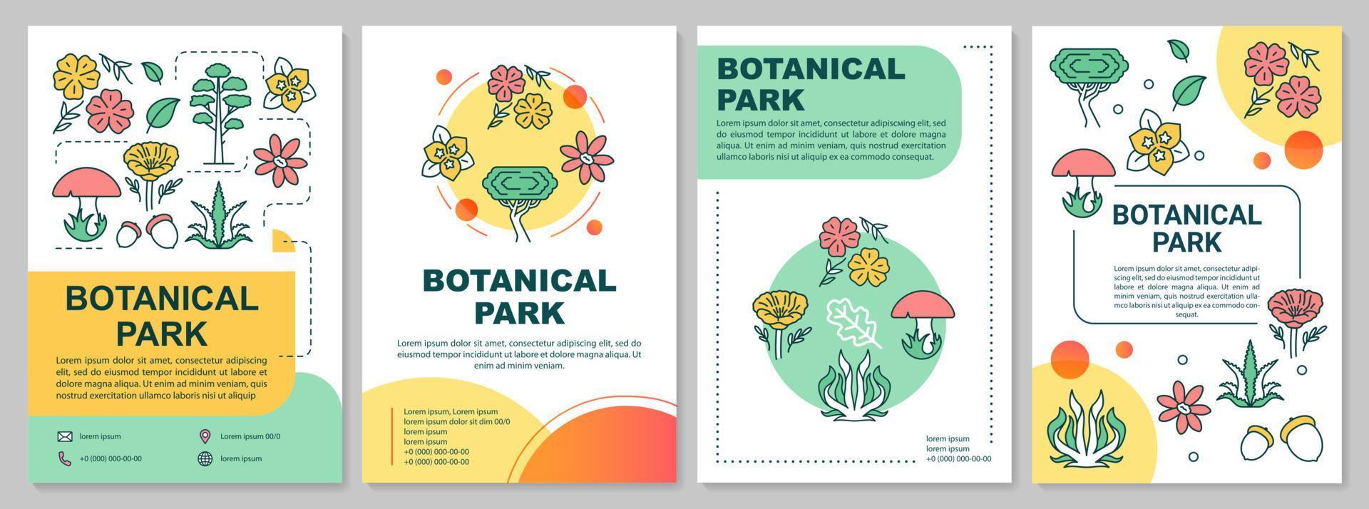 Botanical park brochure template layout. Natural foliage. Flyer, booklet, leaflet print design with linear illustrations. Vector page layouts for magazines, annual reports, advertising posters