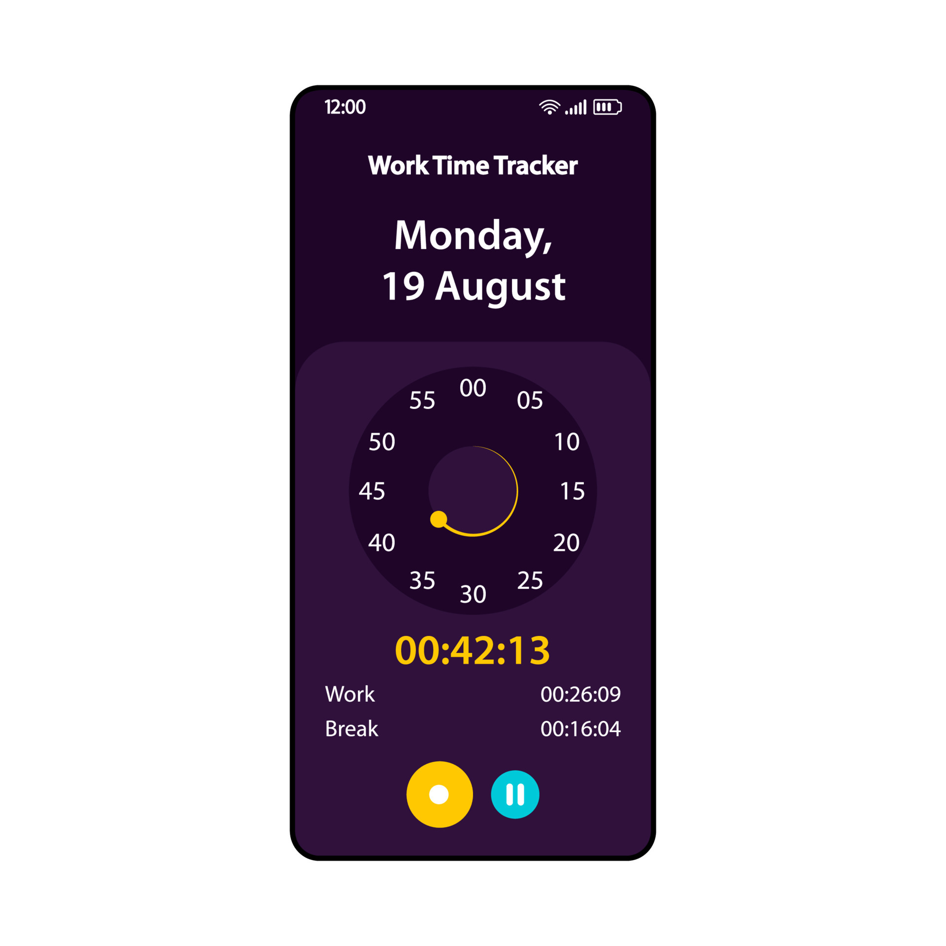 Work Hours Tracking Smartphone Interface Vector Template Mobile Time work-hours-tracking-smartphone-interface-vector-template-mobile-time