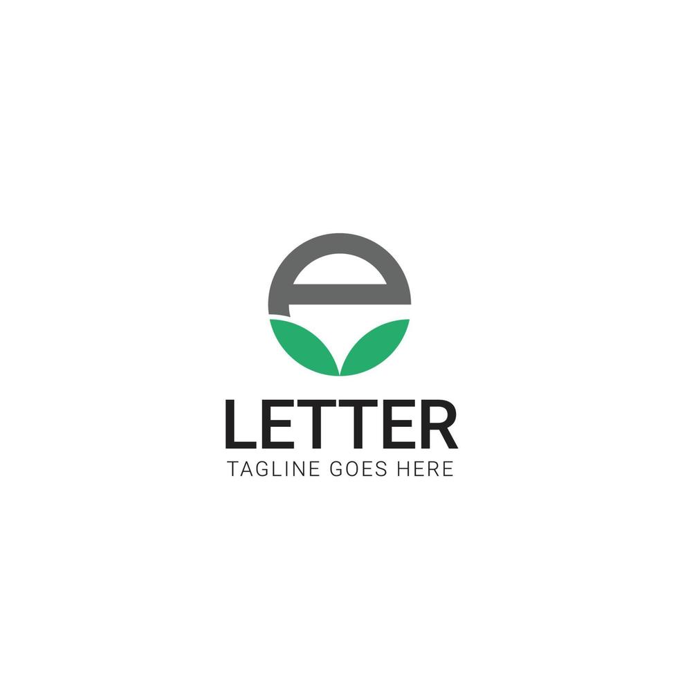 logotipo de letra e con hoja para su marca o empresa vector
