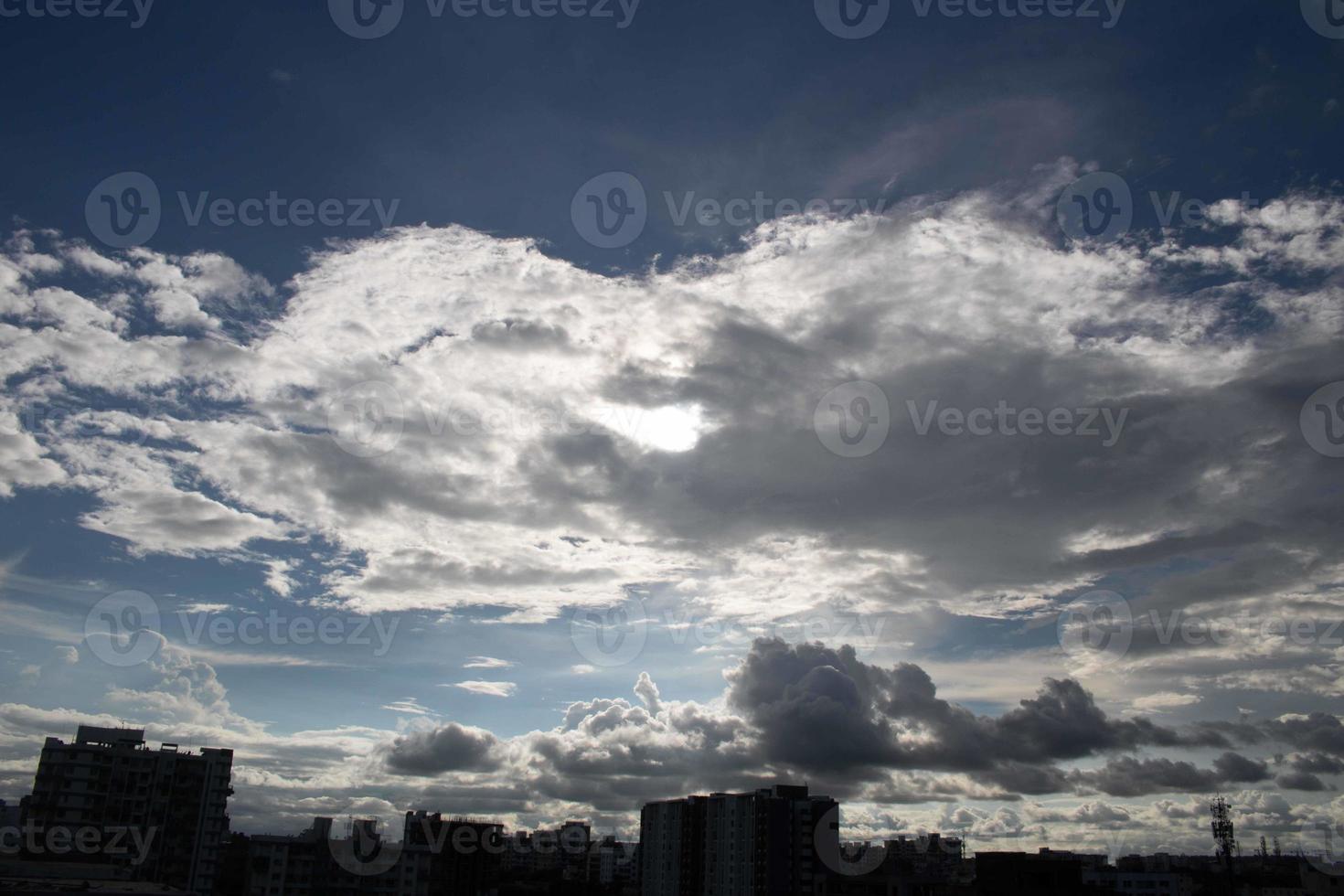 Summer blue sky cloud gradient light white background. Beauty clear cloudy in sunshine calm bright winter air bacground. Gloomy vivid cyan landscape in environment day horizon skyline view spring wind photo
