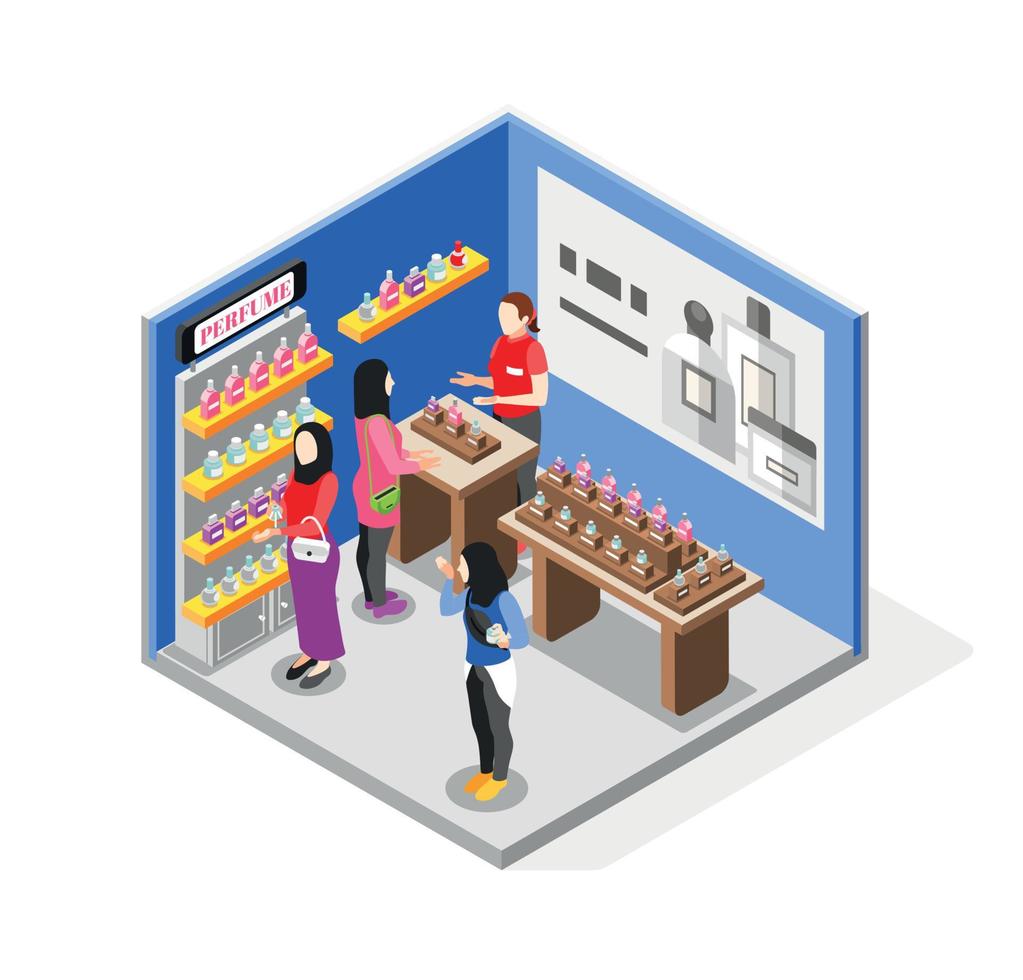 Perfume Shop Isometric Concept vector