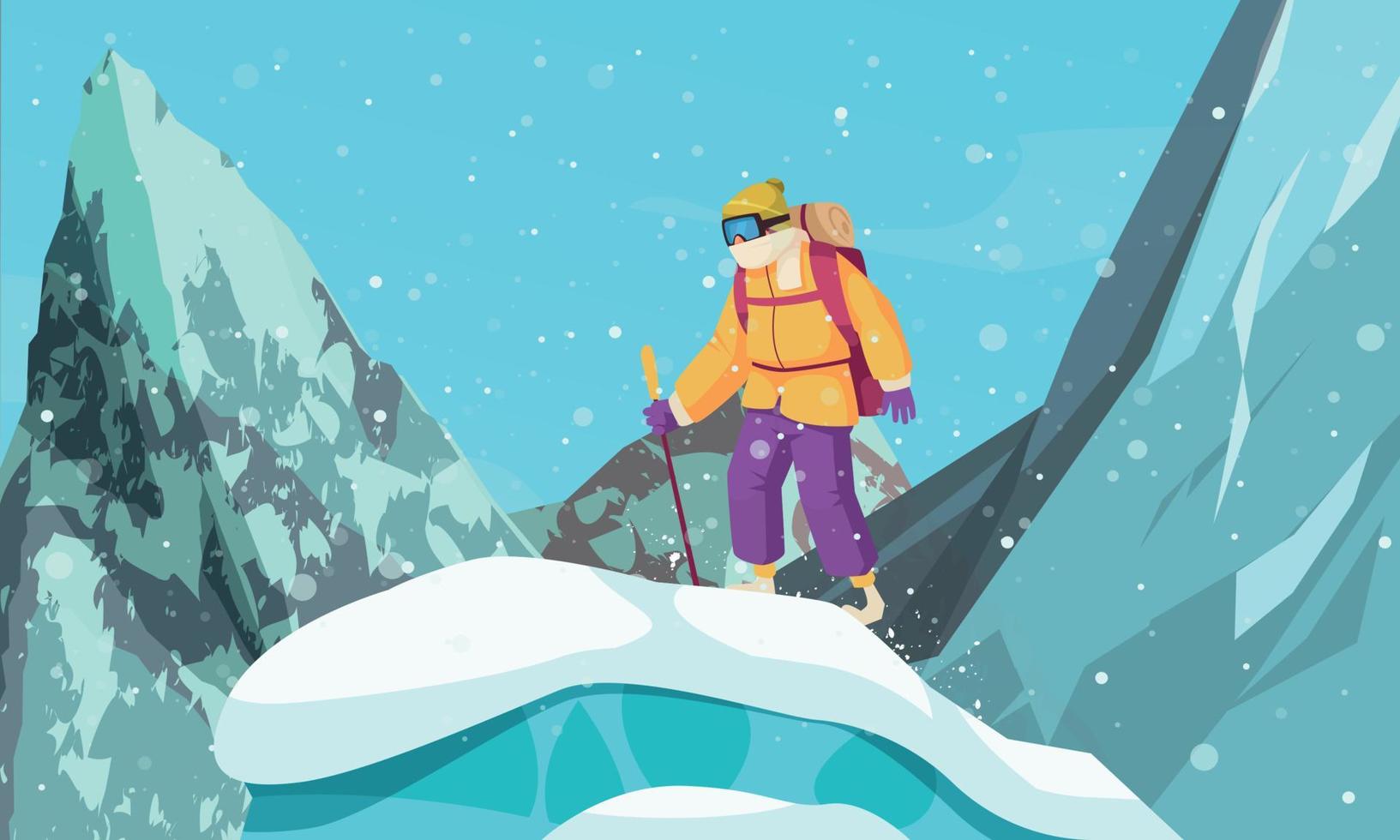 Climber Alpinist Landscape Composition vector