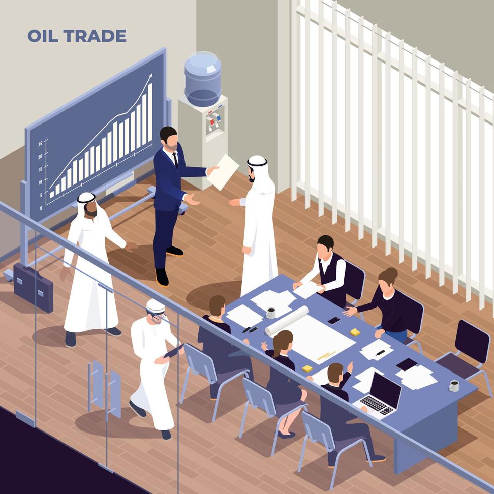 Oil Trade Meeting Composition vector