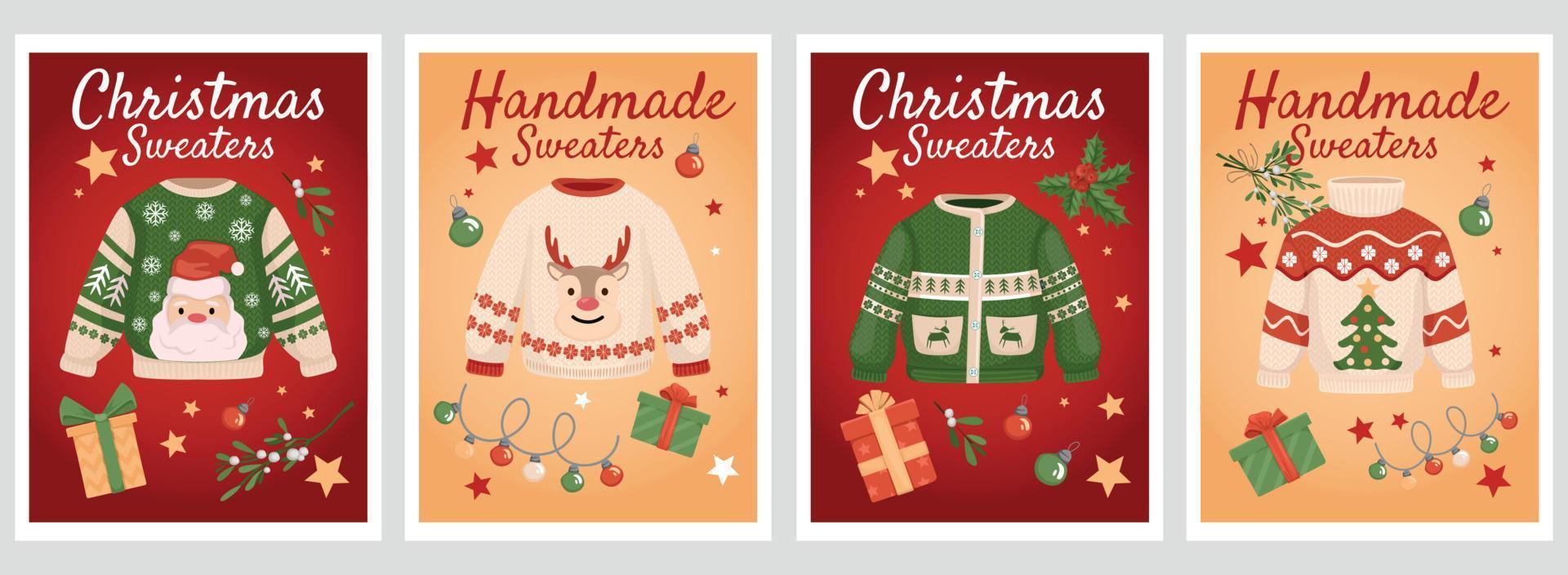 Handmade Christmas Poster Set vector