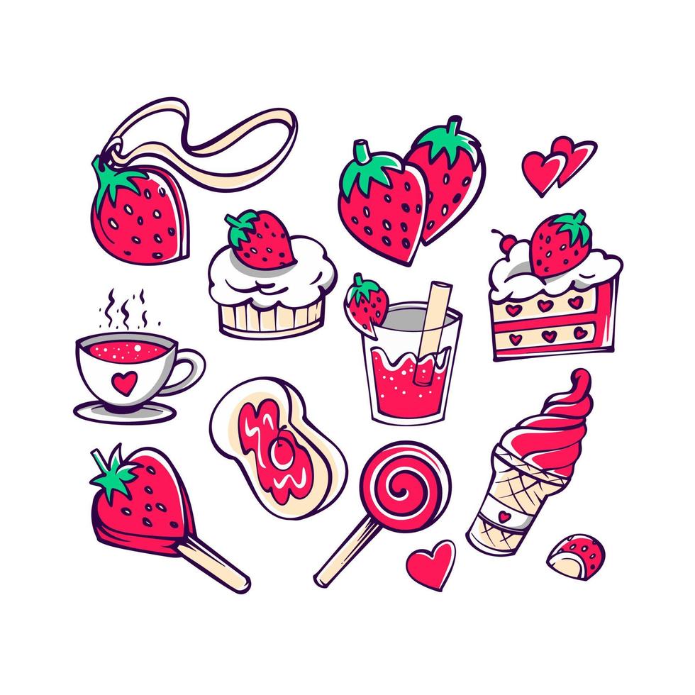 Strawberry Doodles Illustration vector