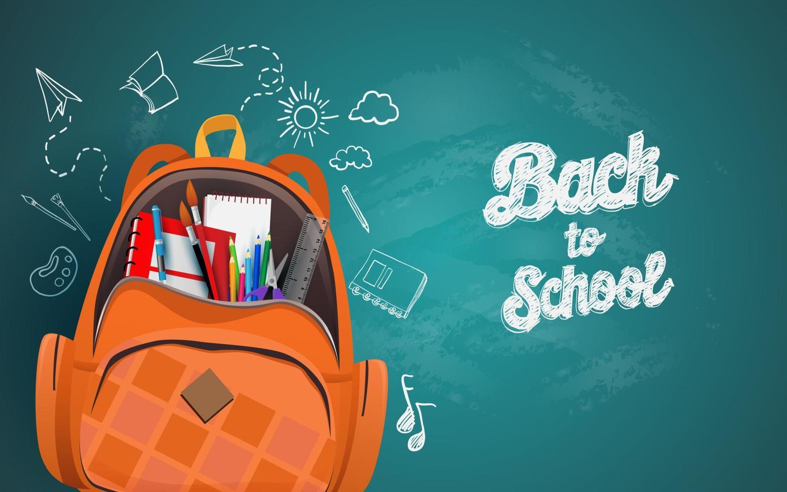 Back to school with school supplies and equipment. background and poster for back to school vector