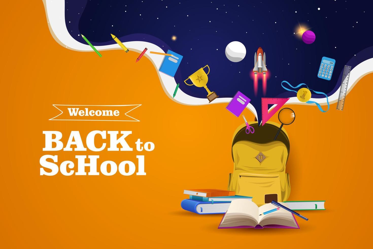 welcome back to school with space imagination. vector