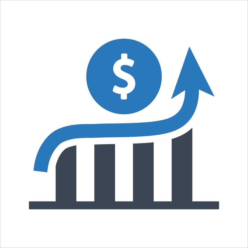 Business growth chart icon on white background vector