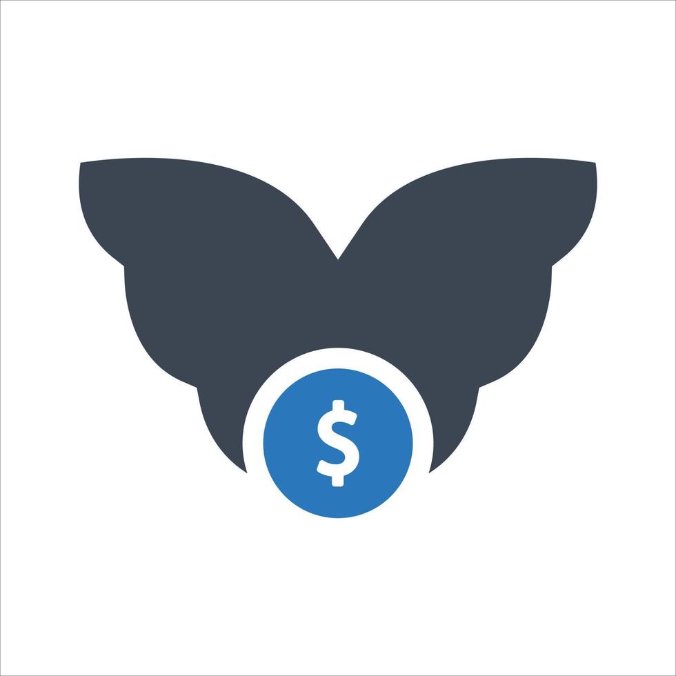 Money chasing, flying money Icon on white background vector