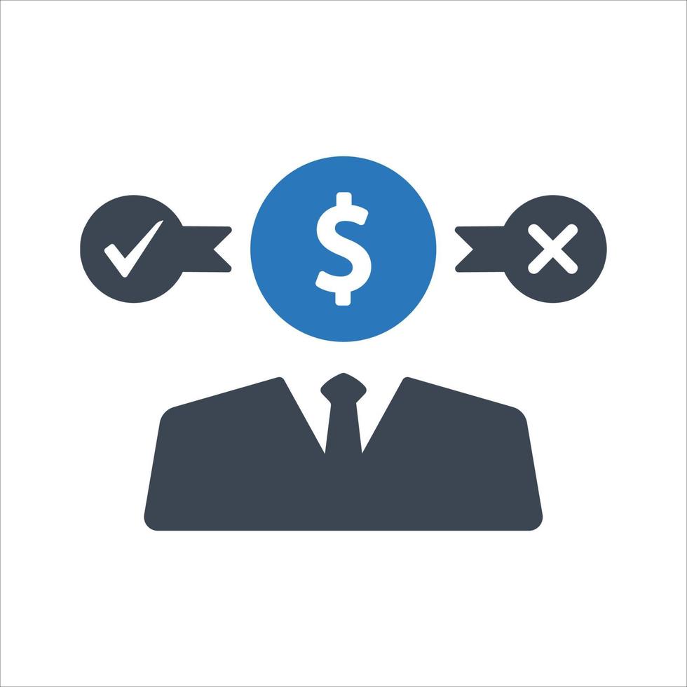 Business financial decision making, yes or no icon vector