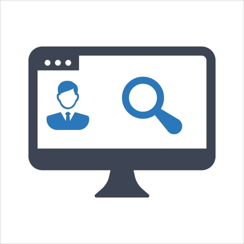Online professional search icon on white background vector