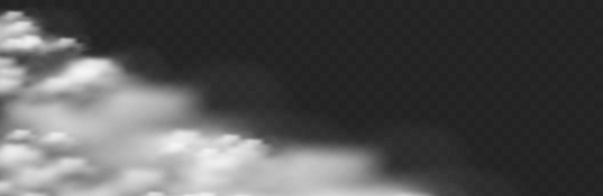 Realistic spooky fog texture. Horizontal banner with laying textured cloud effect vector