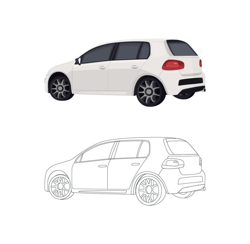 flat car illustration front view vector