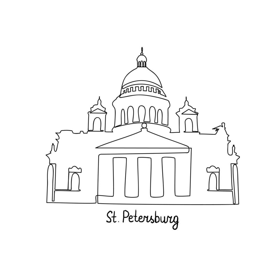 ilustración vectorial de la catedral de san isaac de una línea vector
