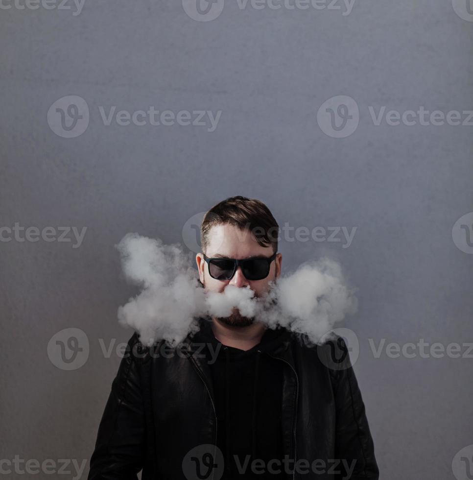 Smoke enveloped the head man photo