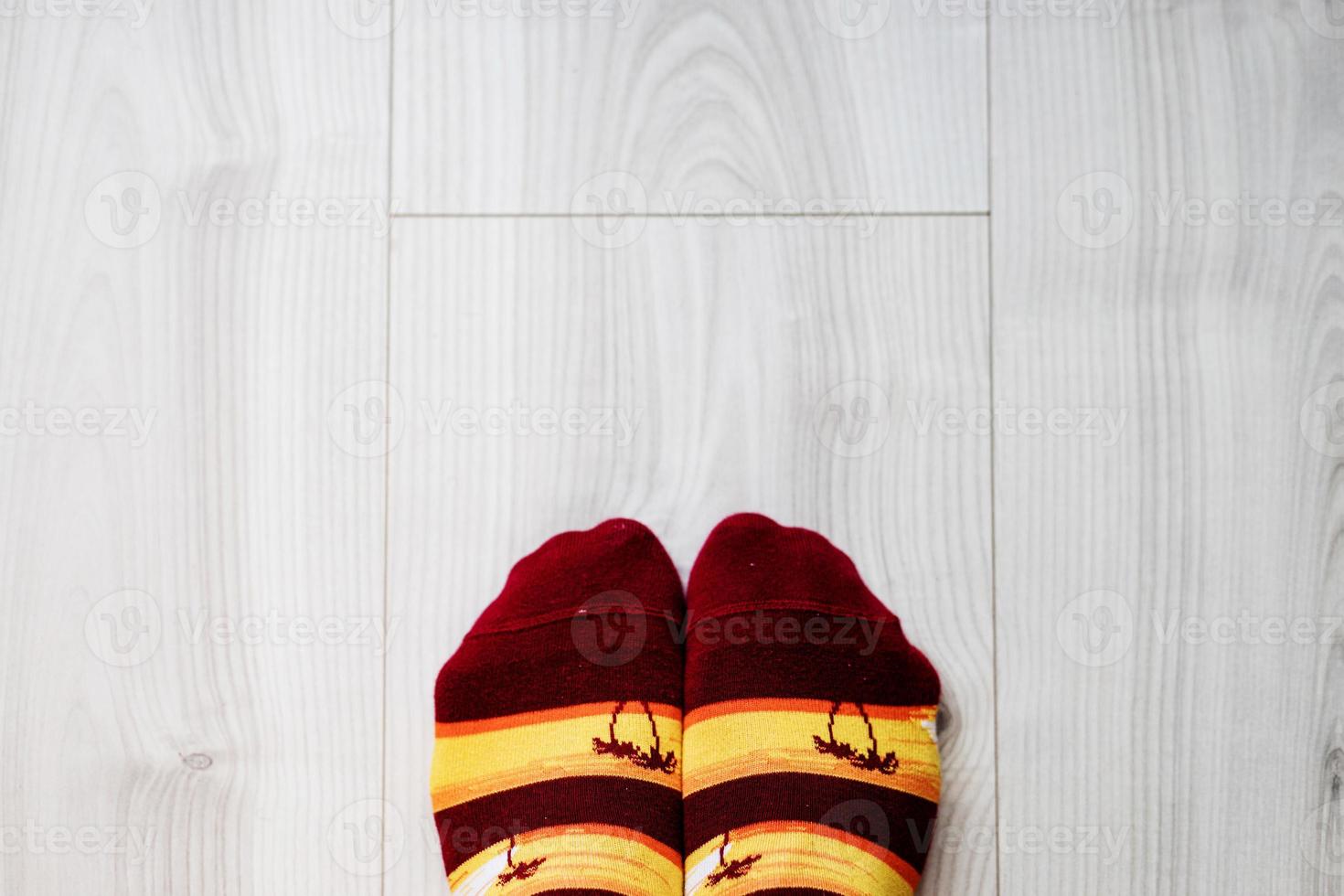 socks on wooden floor photo