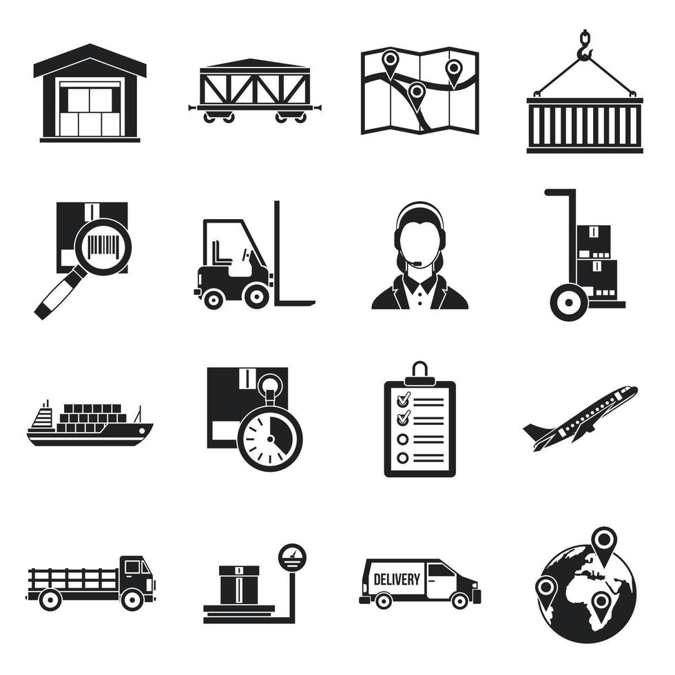 Logistic icons set, simple style vector
