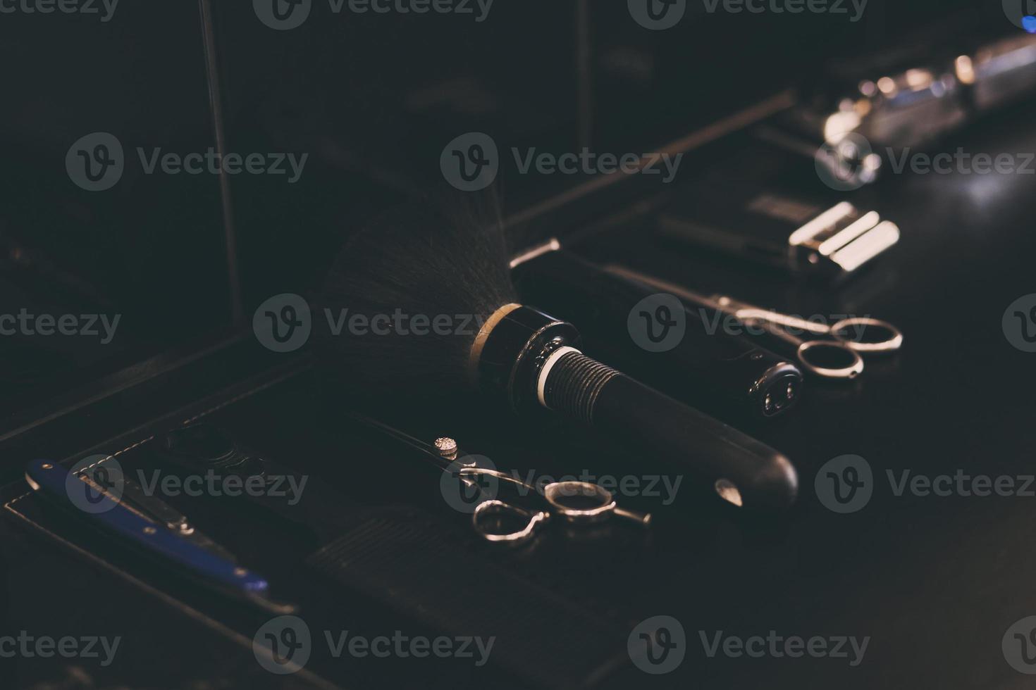 various professional barber tools photo