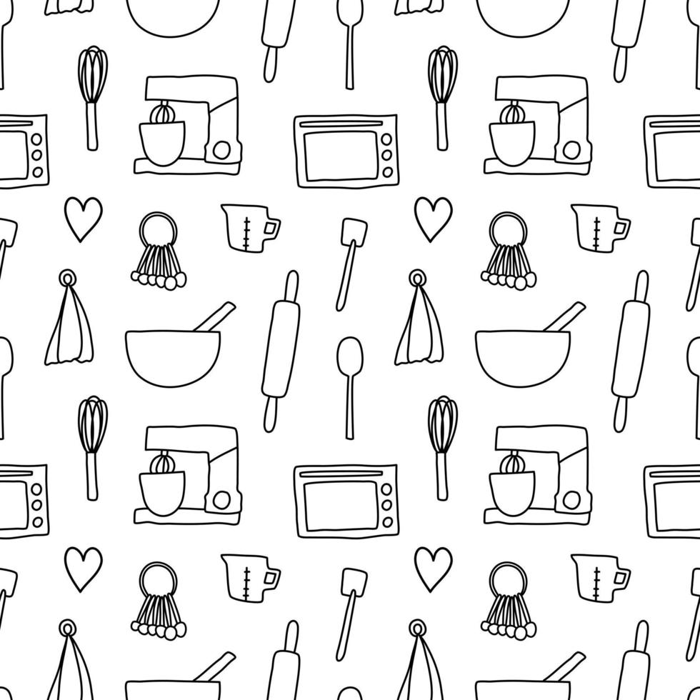 Seamless bakery. Seamless pattern. Seamless background. Seamless vector. Hand drawn vector. Bakery equipment icon. Patterns for decorating the packaging. Wrapping paper pattern. vector