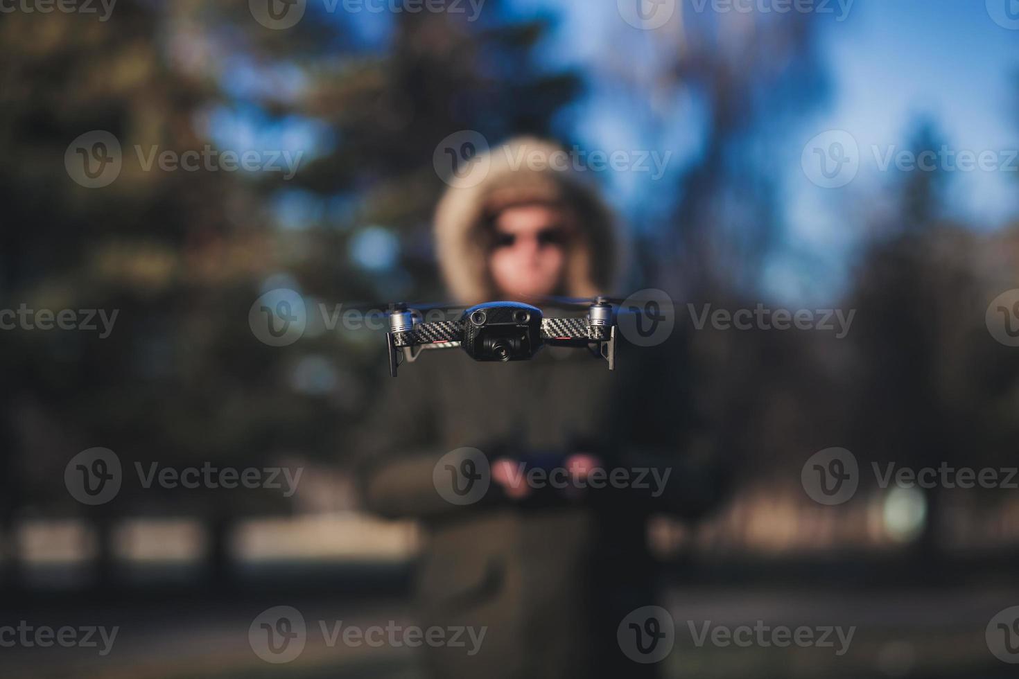 man on the background of drone. photo