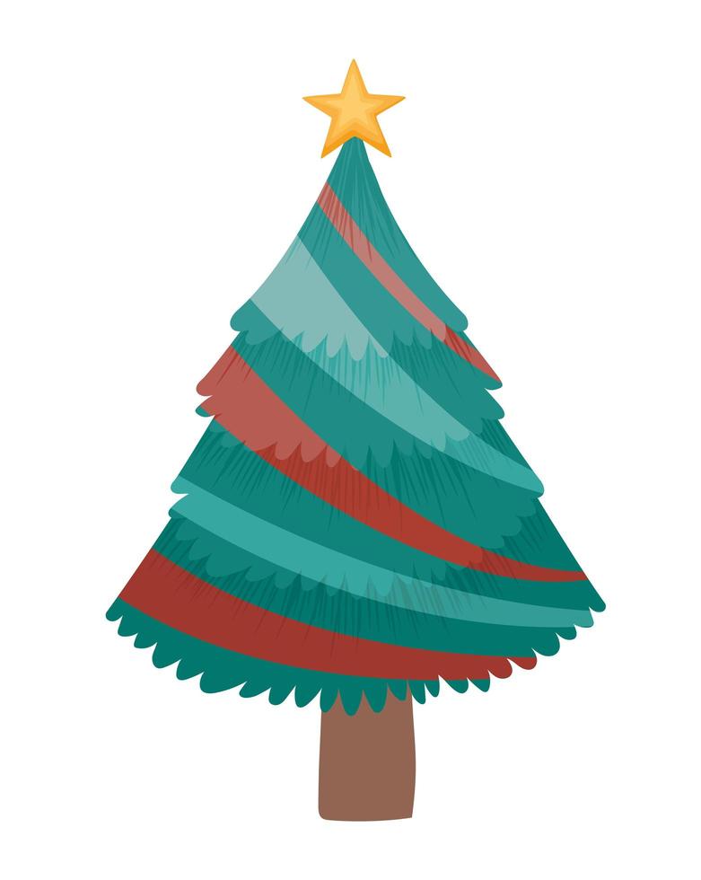 christmas pine with decorations vector