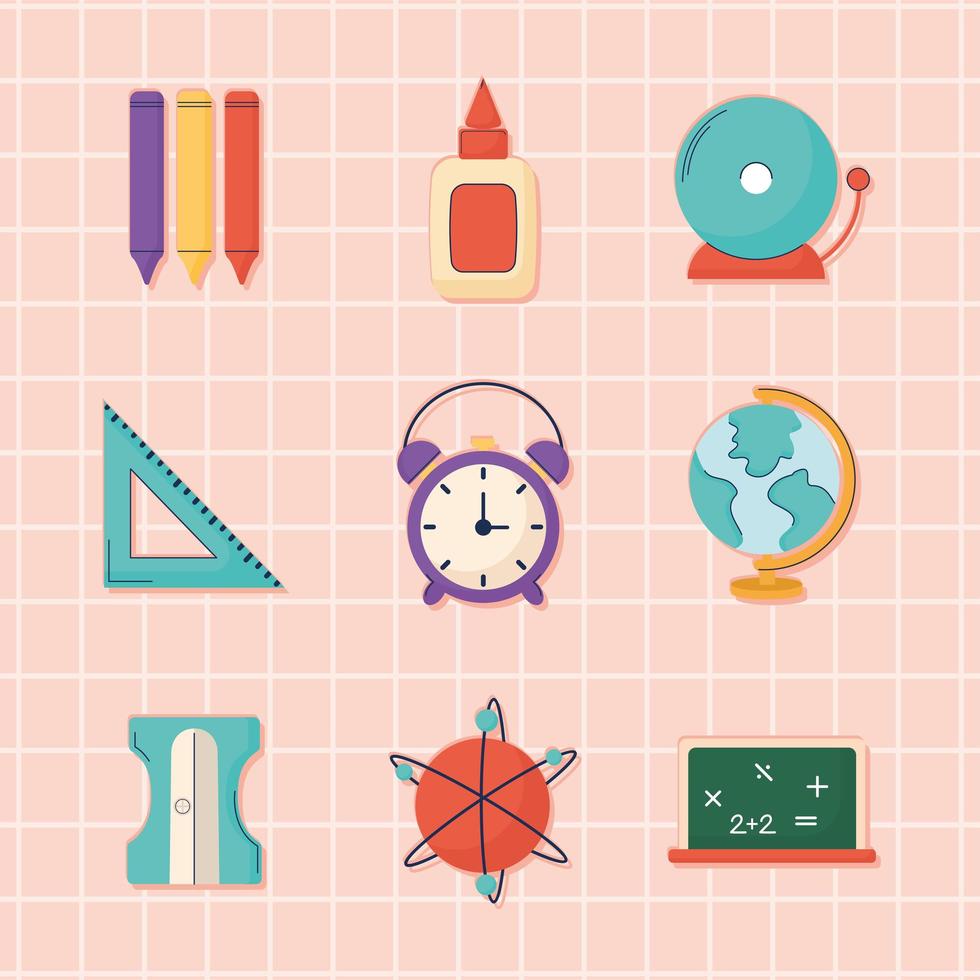 nine school tools vector
