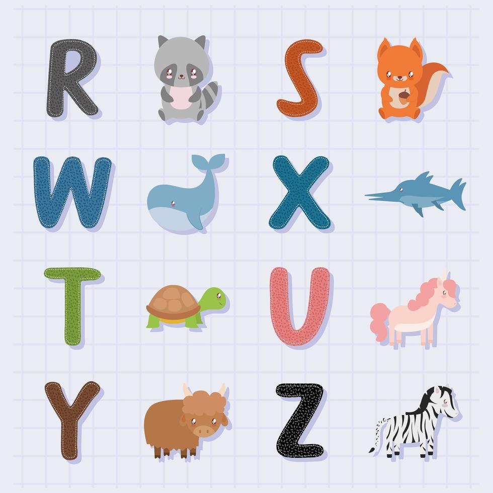 animals with ABC vector