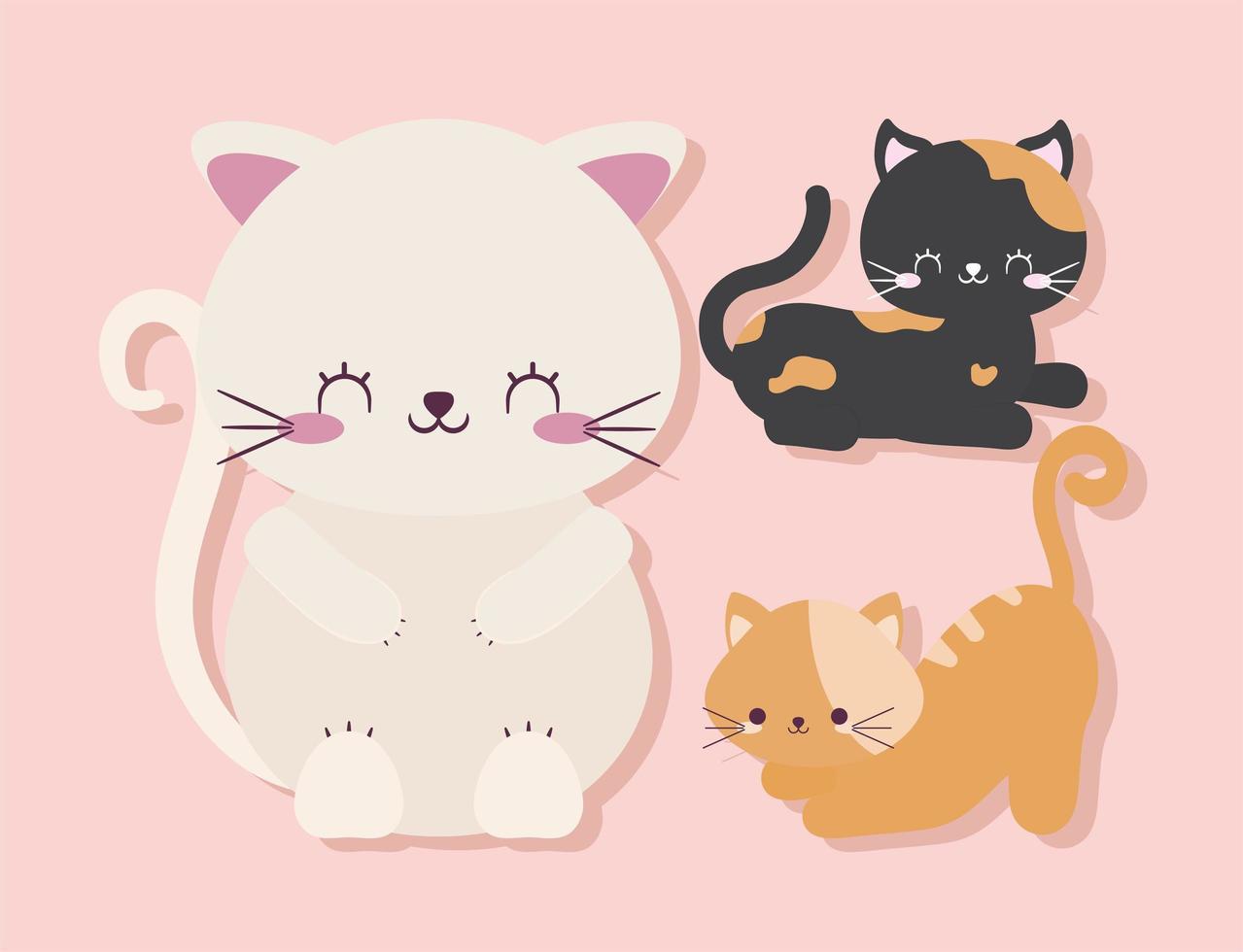 three cute cats vector