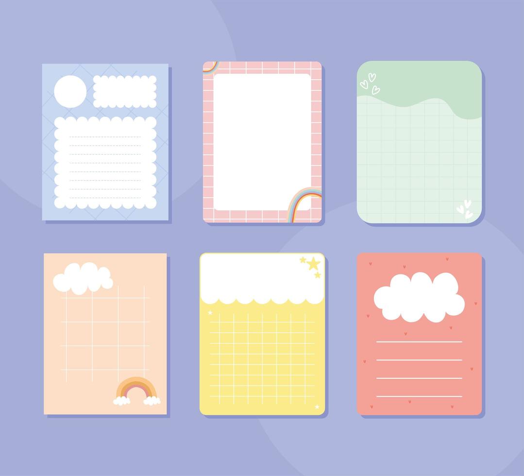 six daily planners vector