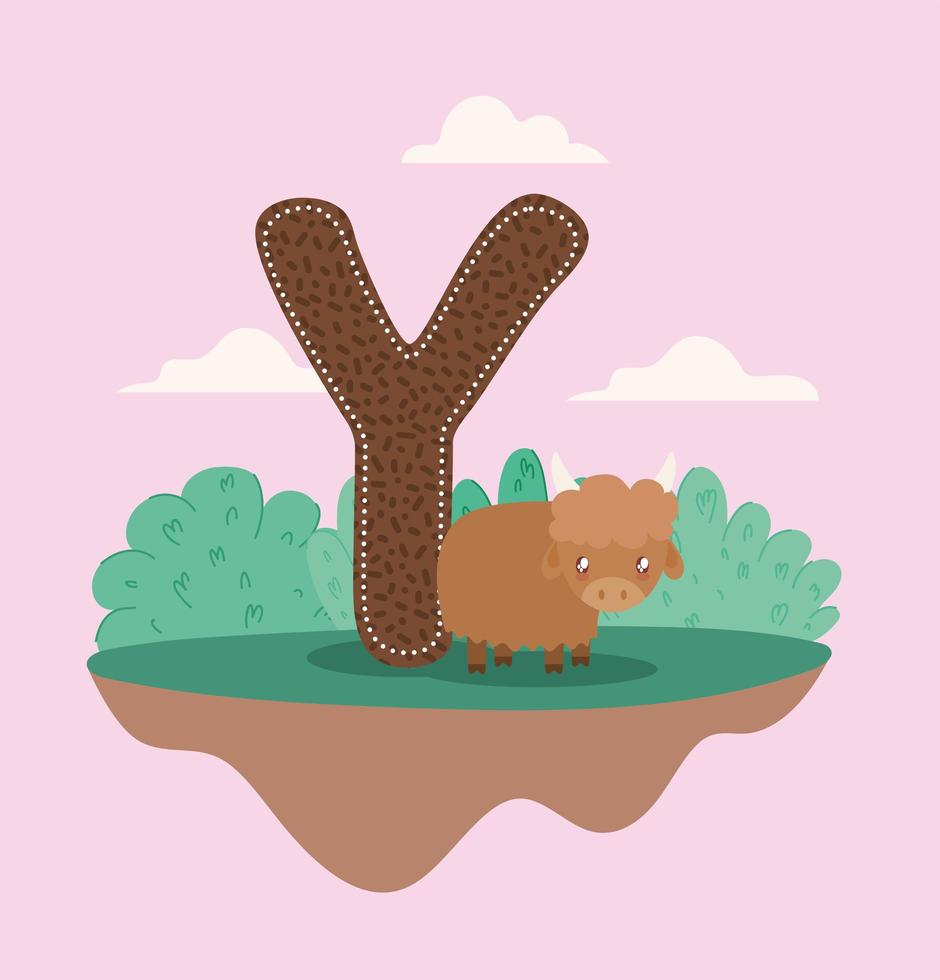 buffalo and letter Y card vector