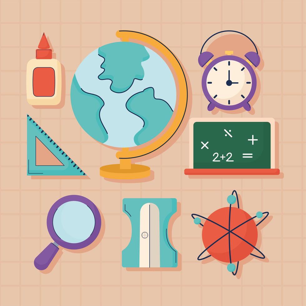 eight school tools vector
