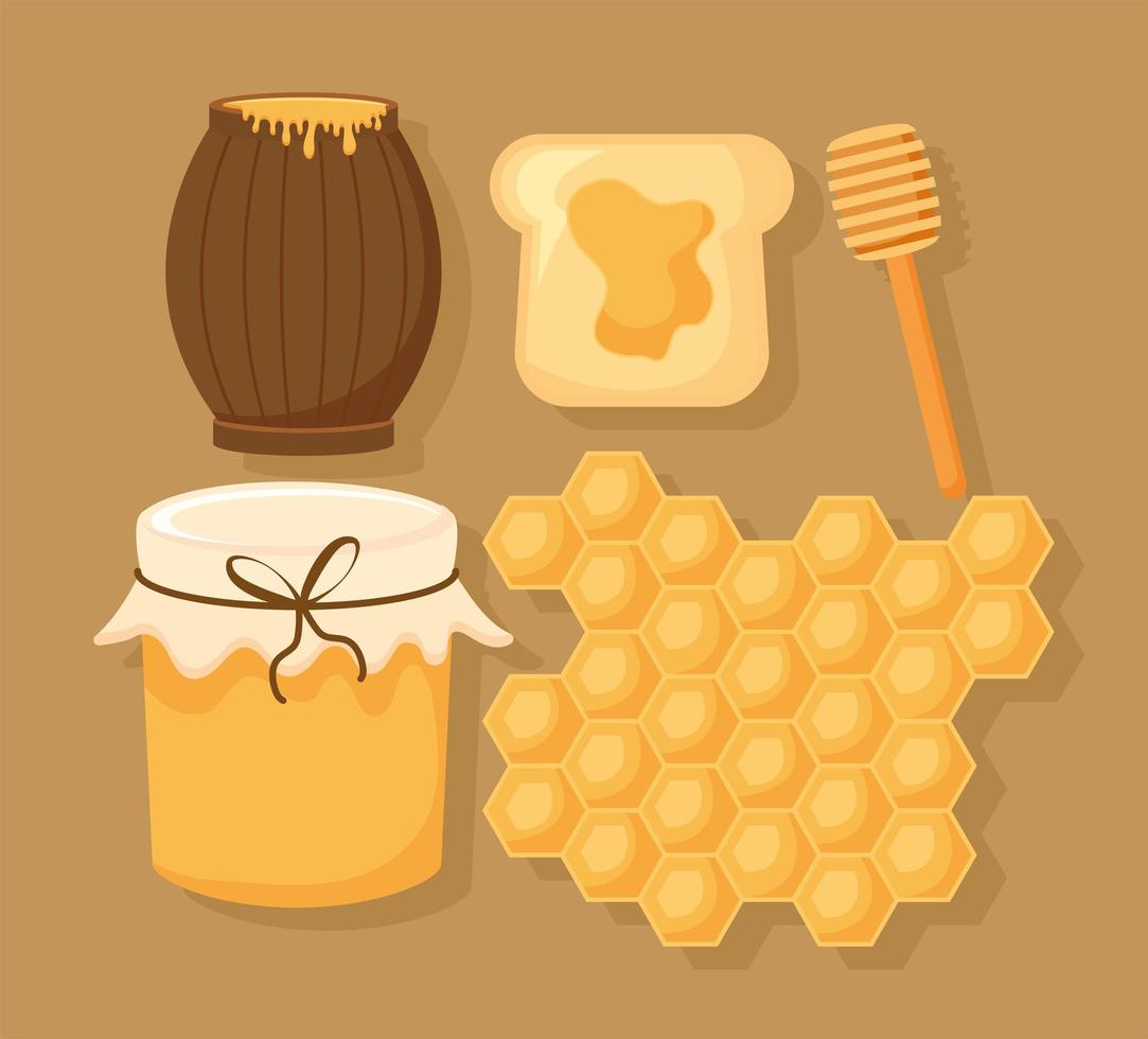 five honey items vector