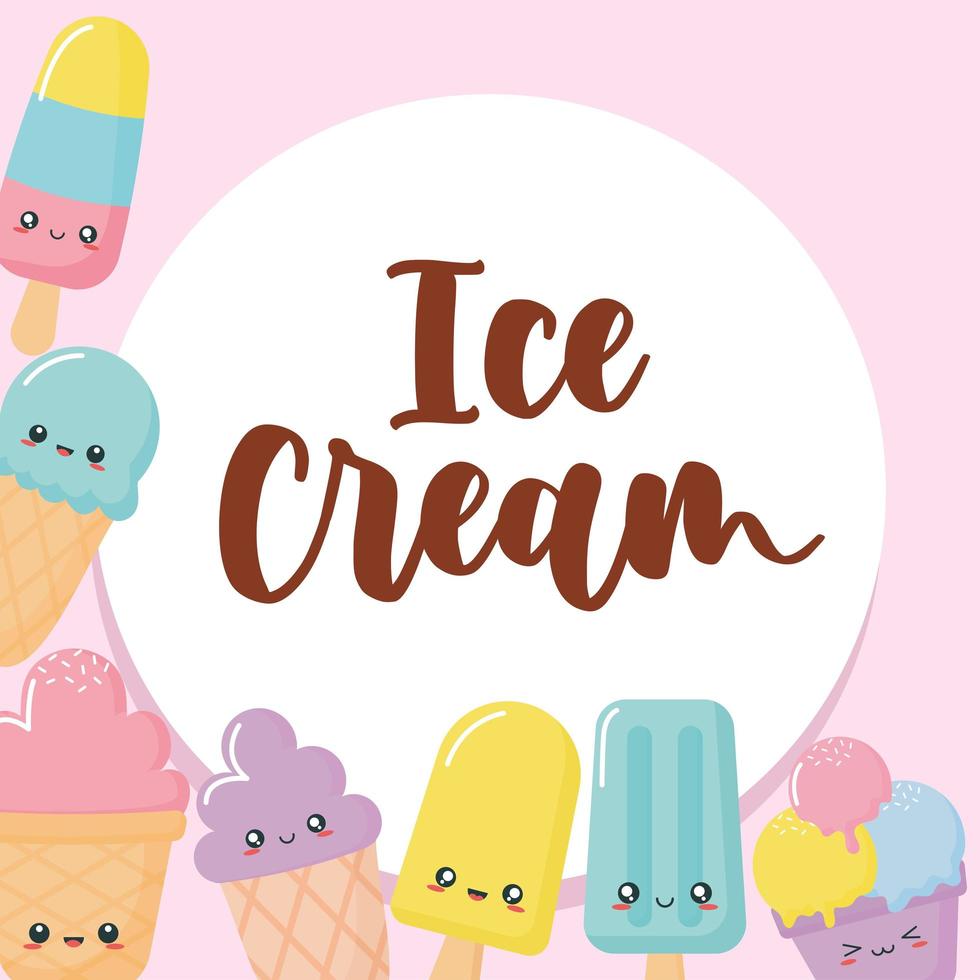 kawaii ice cream cartel vector