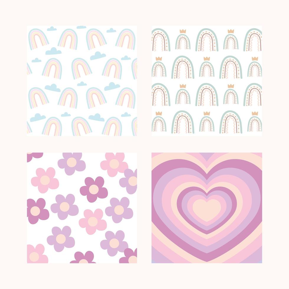 four cute patterns vector