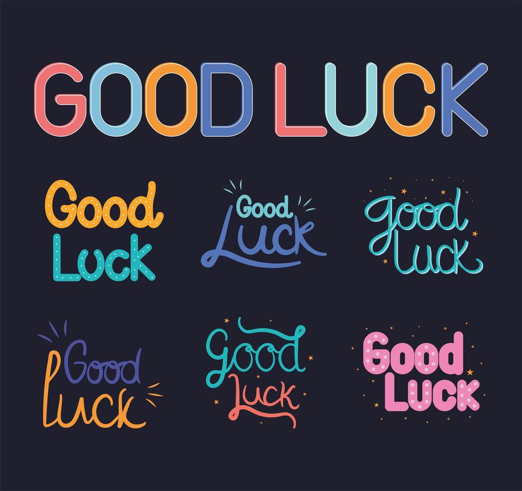 seven good luck phrases vector